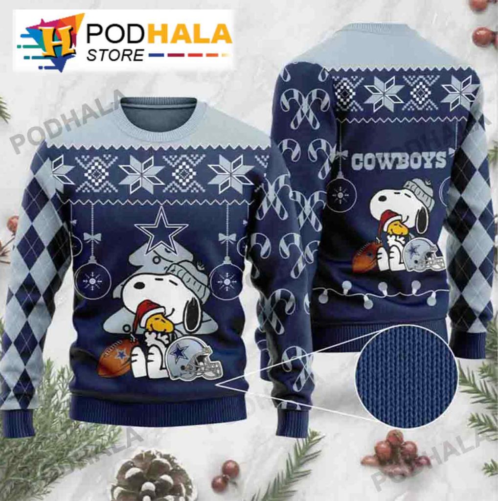 Peanuts Snoopy Christmas Ugly Christmas Sweater, Dallas Cowboy Gifts For Men