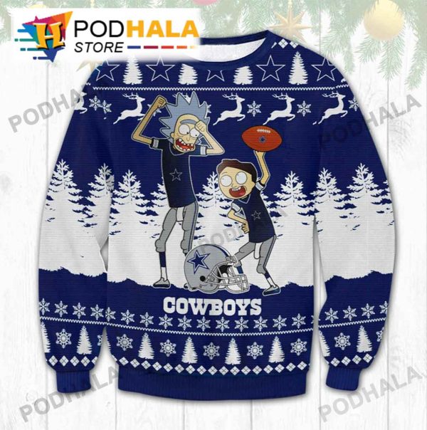 Dallas Cowboys Sweater Rick and Morty Fan Ugly Christmas Sweater