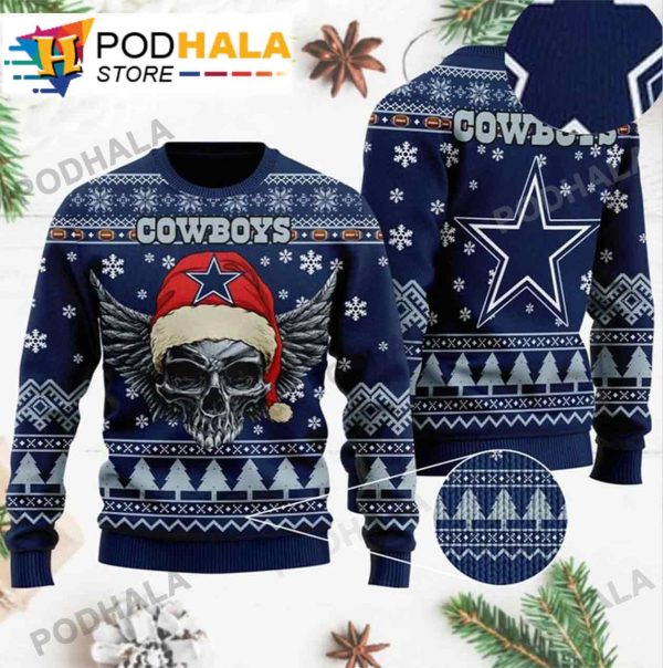 Dallas Cowboys Sweater Santa Skull Xmas Gifts Ugly Christmas Sweater