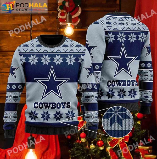 Dallas Cowboys Sweater Snowflakes Pattern Ugly Christmas Sweater
