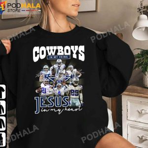 Dallas Cowboys Shirt, Cowboys In My Veins Jeus In My Heart Signatures T- Shirt - Bring Your Ideas, Thoughts And Imaginations Into Reality Today