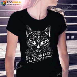 Day of the Dead Sugar Skull Cat Halloween T Shirt