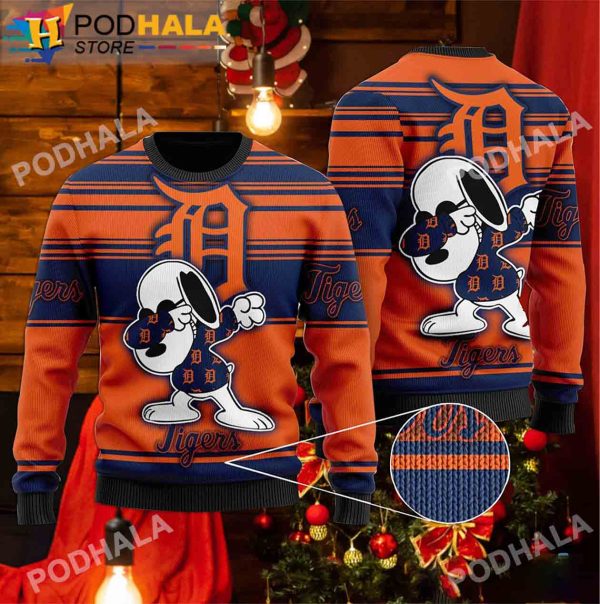 Detroit Tigers MLB Snoopy Lover Ugly Christmas Sweater