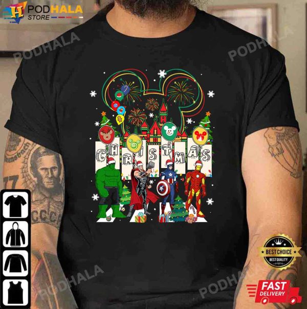 Disney Avengers Christmas Abbey Road, Funny Christmas T-Shirt
