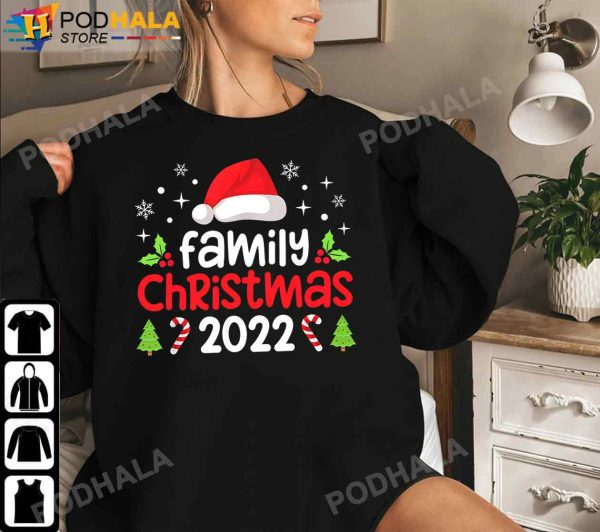 Family Christmas 2022 Matching Shirts Funny Santa Elf Squad T-Shirt