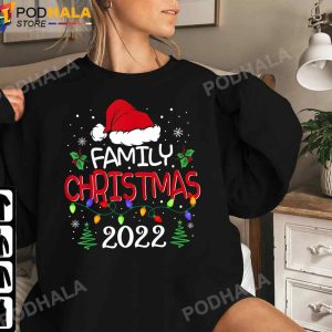 Family Christmas 2022 Matching Shirts Funny Santa Elf Squad Xmas T-Shirt