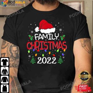 Family Christmas 2022 Matching Shirts Funny Santa Elf Squad Xmas TShirt