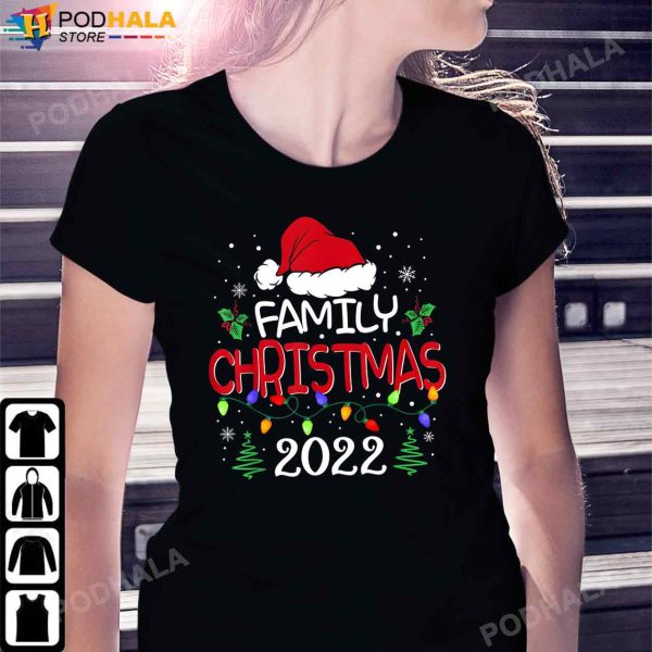 Family Christmas 2022 Matching Shirts Funny Santa Elf Squad Xmas T-Shirt