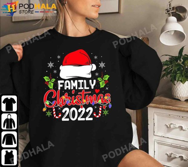 Family Christmas 2022 Matching Shirts Squad Santa Elf Christmas Light T-Shirt