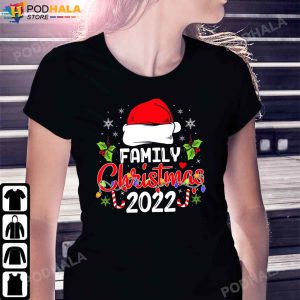 Family Christmas 2022 Matching Shirts Squad Santa Elf Christmas Light Tee