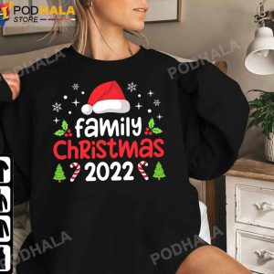 Family Christmas 2022 Matching Shirts Squad Santa Hat Elf Funny T-Shirt