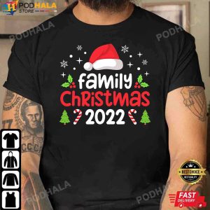 Family Christmas 2022 Matching Shirts Squad Santa Hat Elf Funny TShirt