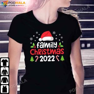 Family Christmas 2022 Matching Shirts Squad Santa Hat Elf Funny Tee