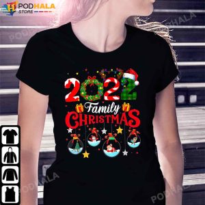 Family Christmas 2022 Merry Xmas Ball Light Garden Reindeer Funny Christmas Tee