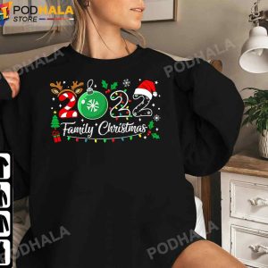 Family Christmas 2022 Merry Xmas Ball Light Garden Reindeer T-Shirt