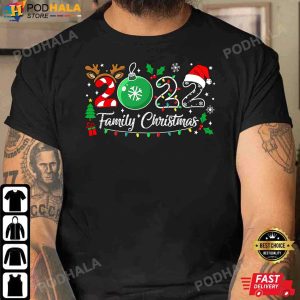 Family Christmas 2022 Merry Xmas Ball Light Garden Reindeer TShirt