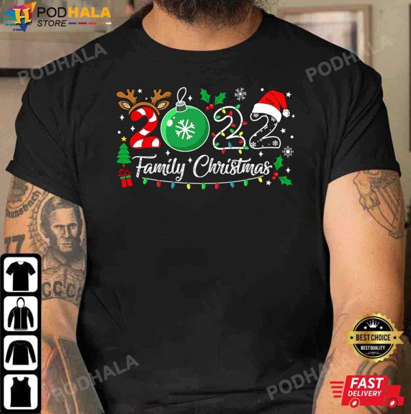 Family Christmas 2022 Merry Xmas Ball Light Garden Reindeer T-Shirt