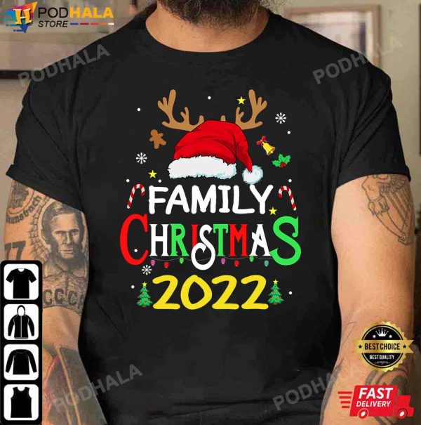 Family Christmas 2022 Squad Santa Matching Reindeer T-Shirt
