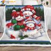Family Snowman In The Pine Forest Christmas Blanket