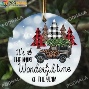 Funny Christmas Ornaments, Jeep With Christmas Trees Ornament Decor