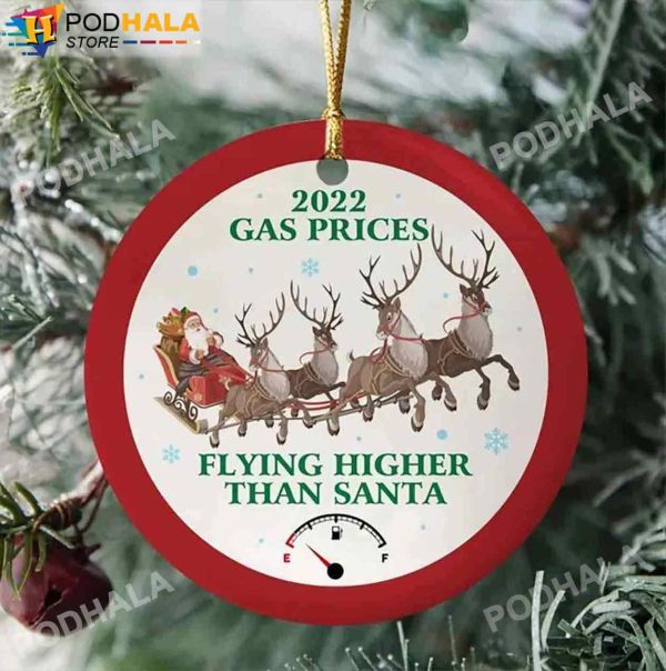 Funny Christmas Ornaments, Santa Claus Gas Prices Flying Higher Than