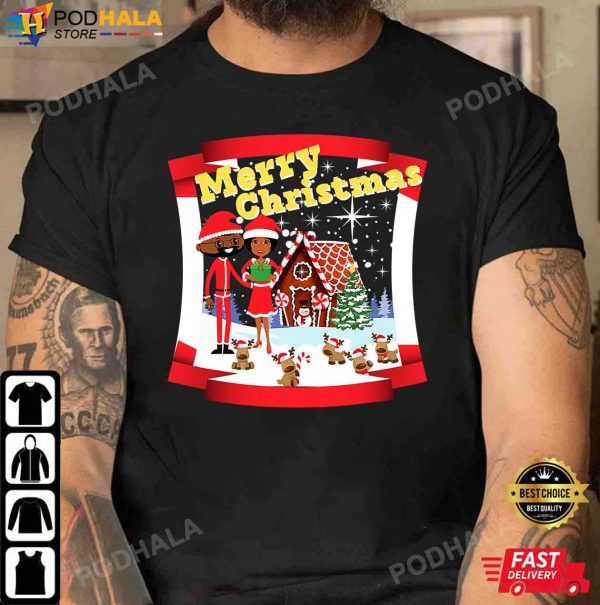 Funny Christmas T-Shirt, African American Black Santa Claus