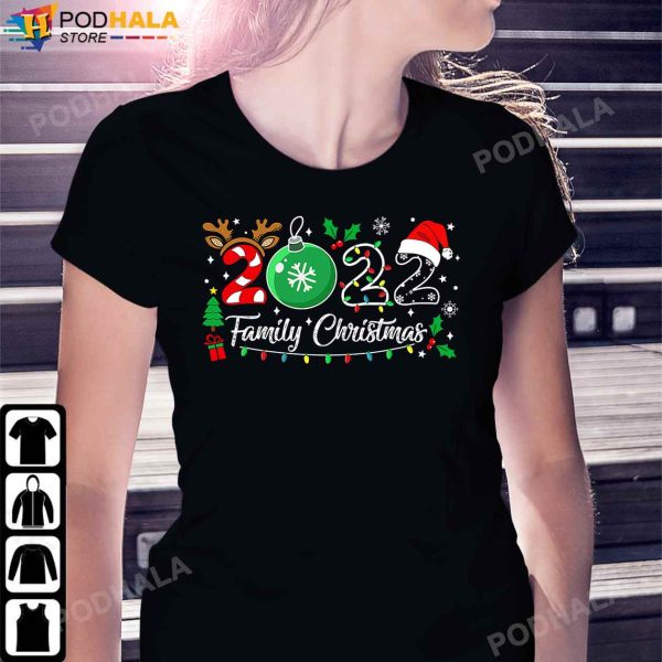 Funny Christmas T-Shirt, Family Christmas 2022  Ball Light Reindeer
