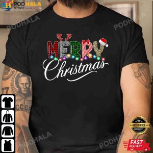 Funny Christmas T-Shirt, Merry Christmas Leopard Buffalo Red Plaid Xmas Gifts