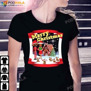 Funny Christmas TShirt Black African American Santa Claus