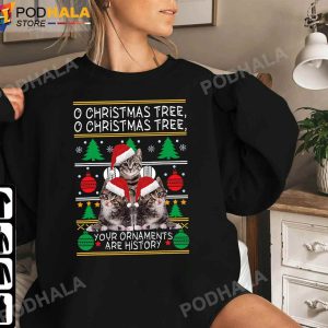 Funny Christmas TShirt Cats Ornaments Christmas Tree Gifts