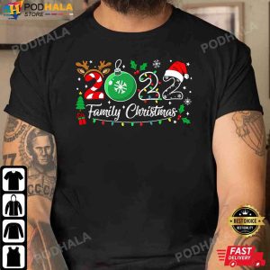 Funny Christmas TShirt Family Christmas 2022 Ball Light Reindeer