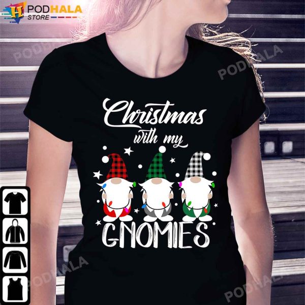 Funny Christmas T-Shirt, Gnome Family Christmas Plaid Xmas Gifts