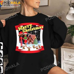 Funny Christmas Tee Black African American Santa Claus