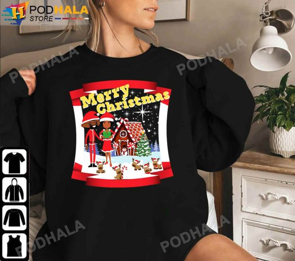 Funny Christmas T-Shirt, African American Black Santa Claus
