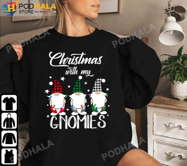 Funny Christmas T-Shirt, Gnome Family Christmas Plaid Xmas Gifts