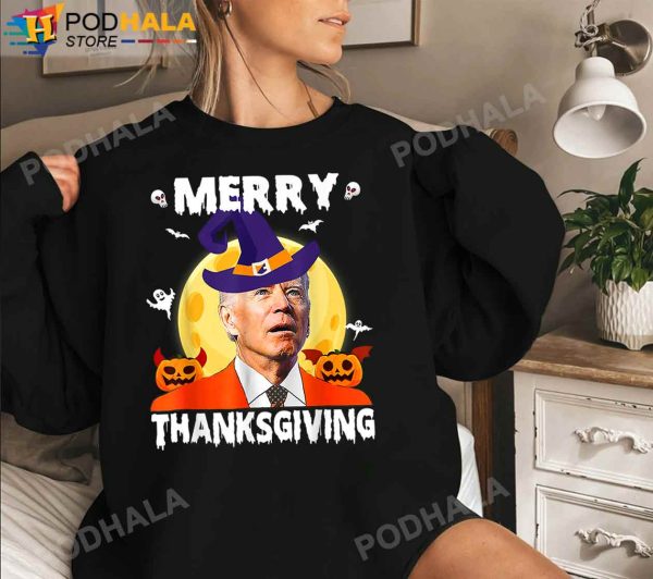Funny Joe Biden Confused Thanksgiving For Halloween Pumpkin T-Shirt