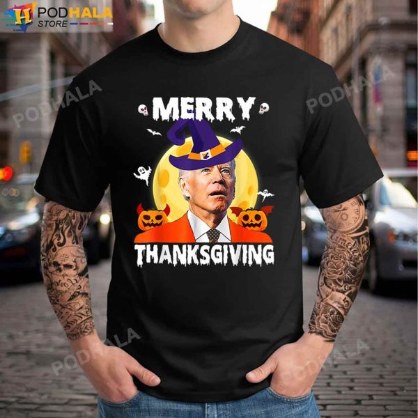 Funny Joe Biden Confused Thanksgiving For Halloween Pumpkin T-Shirt