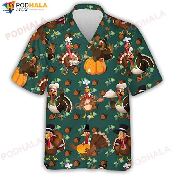 Funny Joke Chef Pumpkin Turkey Thanksgiving Hawaiian Shirt