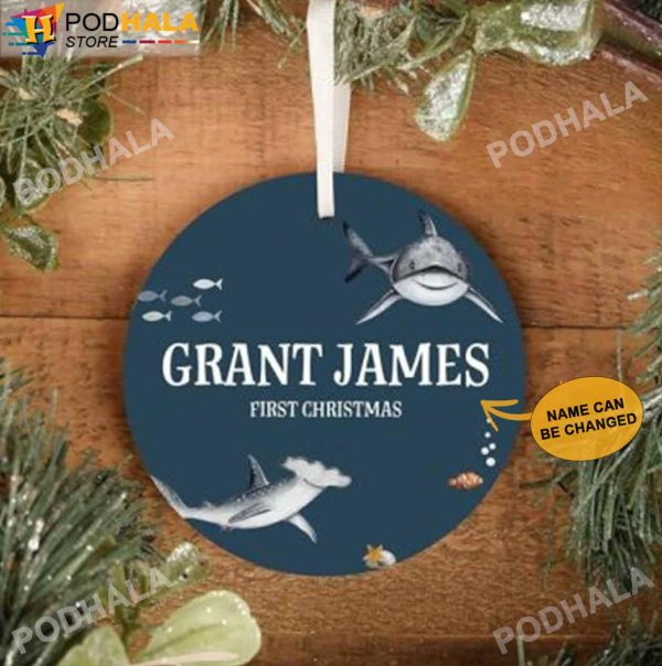 Funny Sharks Ornament, Personalized Family Ornaments