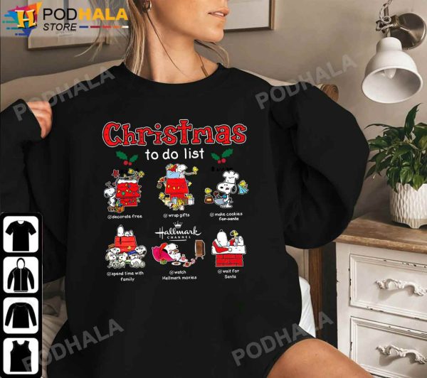 Funny Snoopy Xmas To Do List Snoopy Christmas Shirt