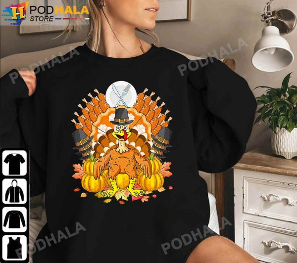 Funny Turkey Of Throne Fall Vibes T-Shirt Thanksgiving Gifts