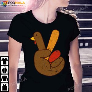 Funny Turkey Peace Sign Hand Turkey Thanksgiving TShirt