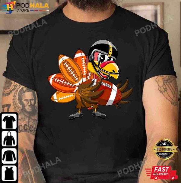 Funny Turkey Thanksgiving With Football Autumn Fall Thanksgiving Gifts T-Shirt