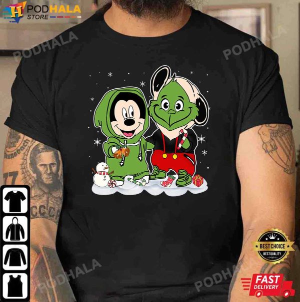 Grinch And Mickey Mouse Friends Xmas Gifts, Mickey Christmas Shirt
