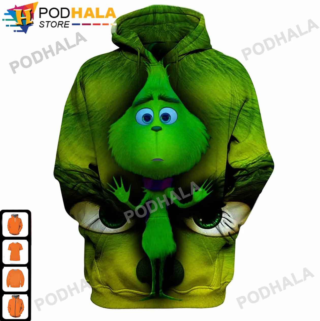 Grinch Christmas Grinch Angry with Christmas Light 3D Hoodie Grinch ...