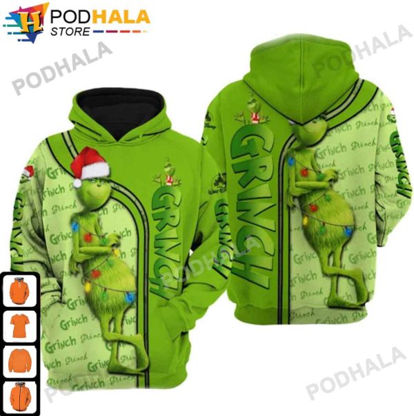 Grinch Christmas Grinch Angry with Christmas Light 3D Hoodie Grinch Gifts