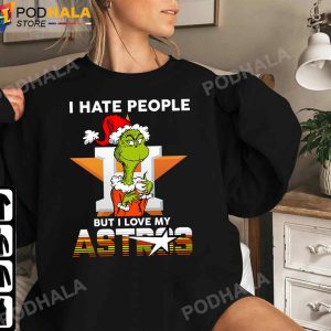 Grinch Christmas I Hate People But I Love My Houston Astros TShirt