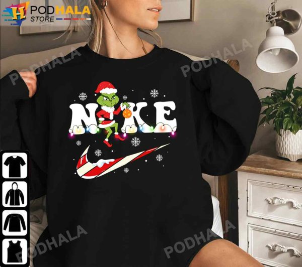 Grinch Christmas Shirt, The Grinch Nike Christmas lights 2022 T-Shirt