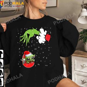 Grinch Hand And Baby Yoda Merry Grinch Stole Xmas, Grinch Christmas Shirt