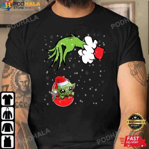 Grinch Hand And Baby Yoda Merry Grinch Stole Xmas Grinch Christmas TShirt